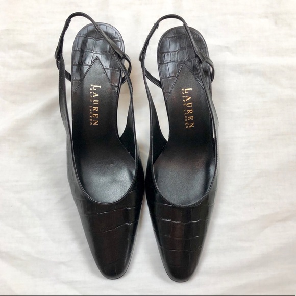 Lauren Ralph Lauren Shoes - Ralph Lauren Heels Black Faux Crocodile
